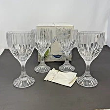 4 Mikasa Park Lane Crystal Glass Goblets 6.75in Set of 4 in Box