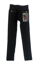 Black High-Waist Zip Pocket Girls Leggings L/XL 12/18