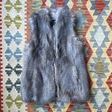 Banana Republic - Faux Fur Vest Gray Hook & Eye Petite XS Women's Lined