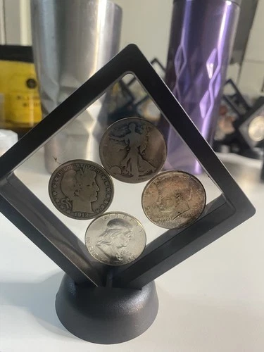 Nice Lot Of 4 Different Half Dollars Barbers Kennedy Franklin And Standing Lib