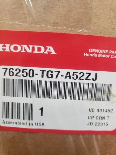 76250-TG7-A52ZJ Left Side Mirror 2018 Honda Pilot New OEM 