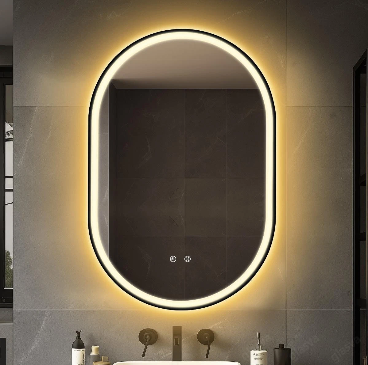 LED Bad Spiegel mit Beleuchtung 3 Lichtfarben Dimmbar Badezimmerspiegel IP44