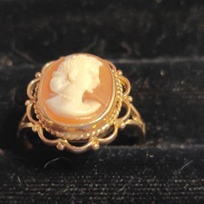 Victorian 14ct gold Cameo Ring In Very Good Condition , Size S , 3.54g