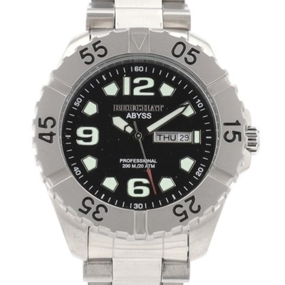 Beuchat Abyss Professional Mens Watch 200M Swiss Diver Steel Day Date Quartz