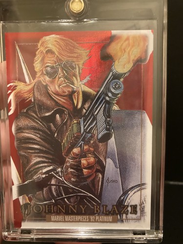 2024 Marvel Masterpieces 92 Platinum Johnny Blaze PMG Red #2 061/100