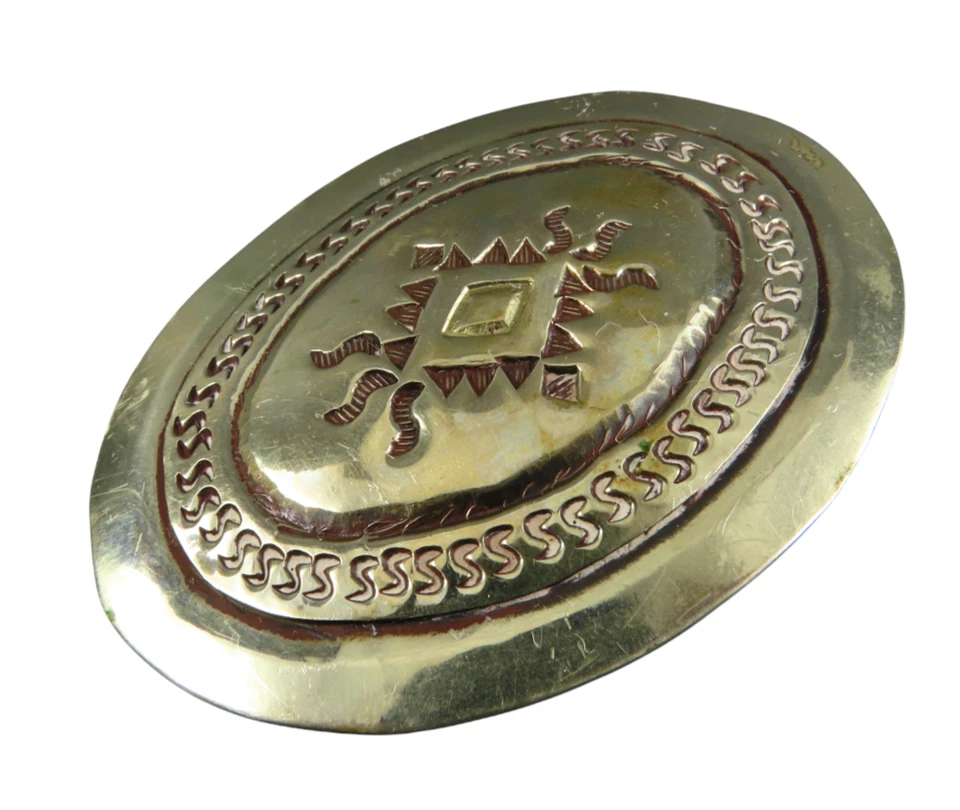 Vintage MARKED MEXICO Silver Alloy? LADIES BELT BUCKLE Stamped Western SUNBURST - Image 3 of 4