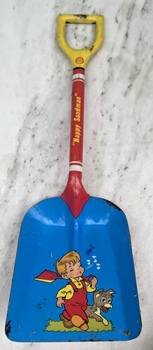 Vintage Child's Sand Beach 14" Shovel Metal Tin Litho Toy Ohio Art