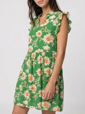 Green Floral Ruffle Sleeve sundress