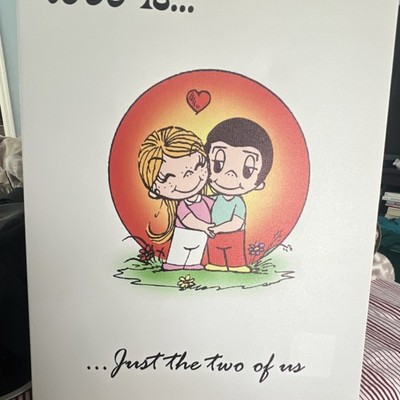 Hobby Lobby Love Is Just The Two Of Us Cartoon Canvas Wall Decor Plaque 11x14in