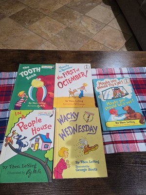Vintage Theo LeSieg Dr Seuss Book Lot Of 5 Wacky Wednesday Tooth Book Grolier HC