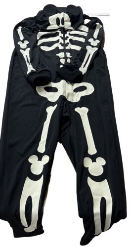 Disney Store Mickey Mouse Glow-in-the-Dark Skeleton Costume for Kids Sz 7/8 NEW