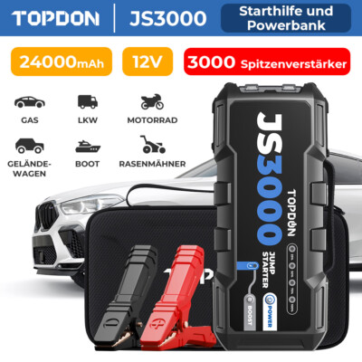 TOPDON JS3000 Starthilfe Powerbank Booster diesel 3000A 24000mAh Jump Starter DE