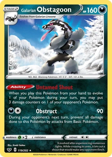 Galarian Obstagoon 119/202 Swsh01: Sword & Shield