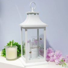Image of Dad In Loving Memory Thoughts of You Graveside Memorial Lantern with LED Candles