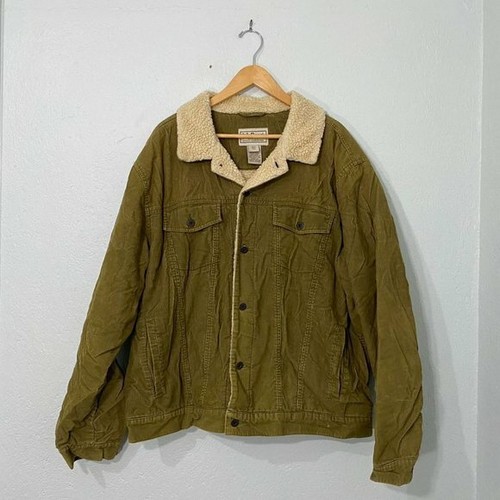 L. L. Bean Khaki green corduroy Sherpa 