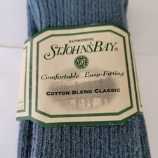 St. John's Bay Ribbed Calf High Socks Cotton Blend Medium Blue 10-13 Men's Size