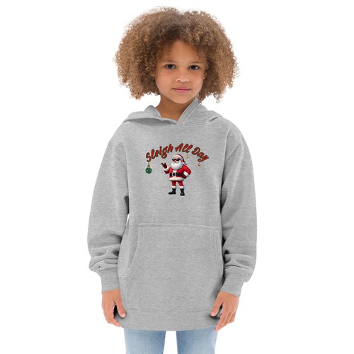 Christmas Fleece Hoodie for Kids - Sleigh All Day, Sizes S-XL - Picture 12 of 13