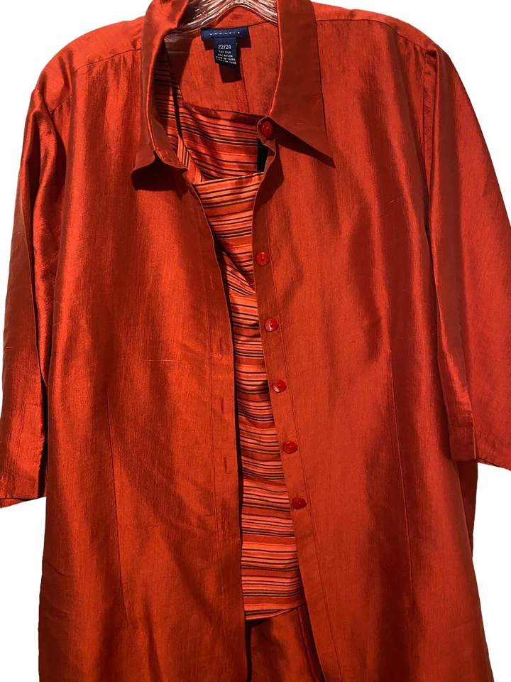 Lane Bryant VENEZIA 22w/24w mezcla de seda oxidada 3 piezas OUTFIT capris cami camisa 3x Foto 3 de 4