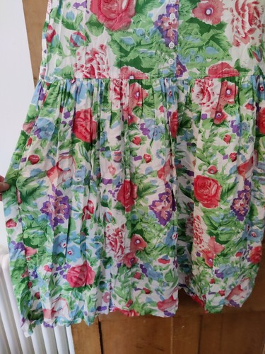 Abito estivo donna cotone floreale vintage retrò prime time anni 80 taglia M/L verde midi - Foto 4 di 11