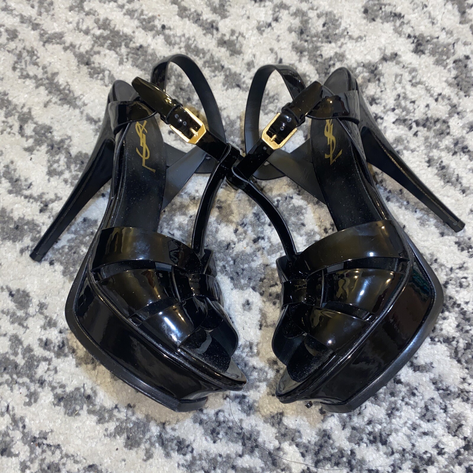 SANDALI PLATEAU TRIBUTO SAINT LAURENT IN PELLE PATINATA taglia 39