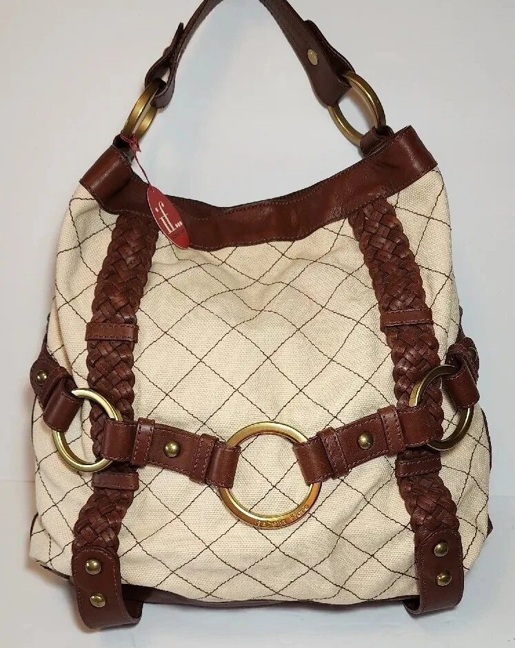 BOLSO DE HOMBRO HOBO ISABELLA FIORE QUILTY AS CARGADO-CANNA LONA Y CUERO $445