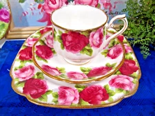 Royal Albert tea cup and saucer Old English rose teacup trio England red rose