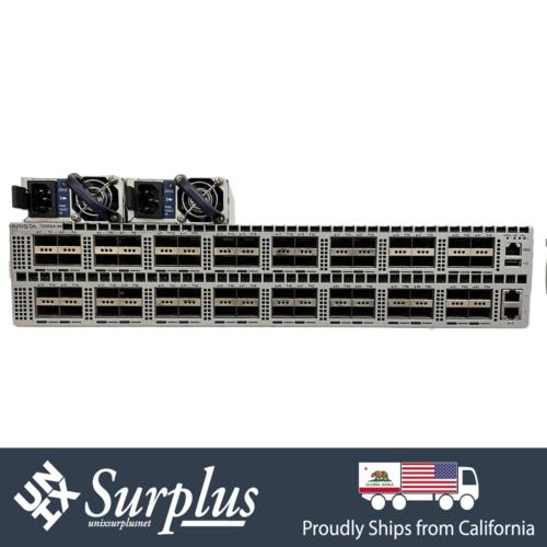 64 Port 40GbE QSFP+ Arista DCS-7250QX-64 Ethernet Switch Rear to Front Dual PSU