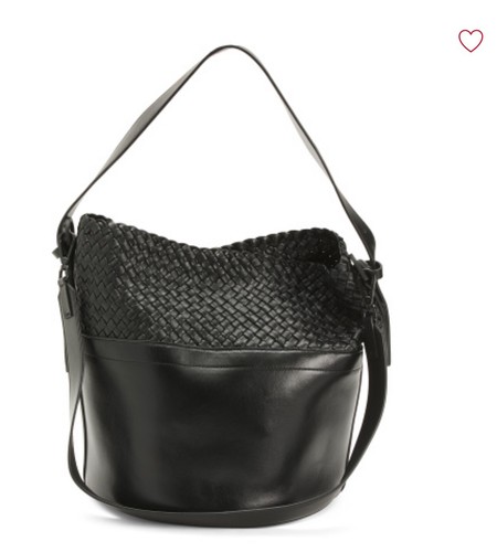 Falor Smooth Bottom Bucket Bag Black Leather NWT
