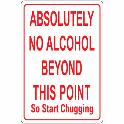 Vertical Metal Sign Multiple Sizes Absolutely No Alcohol Beyond This Point Silly