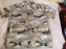 Men's world war II 2 Air Force military aircraft Hawaiian shirt large made in us