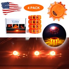 4pcs Emergency Sos Warning Lamps Beacon Led Flare Safety Strobe Lights Magnetic