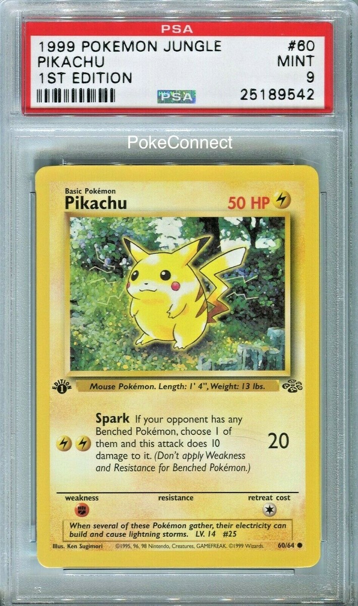 PSA 9 MINT Pokemon PIKACHU Common Jungle 1st Edition 60/64 | eBay