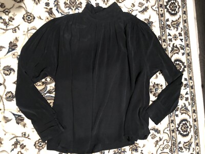 H&M Women's Black Long Sleeve Blouse Top Shirt Tee Sz Medium New