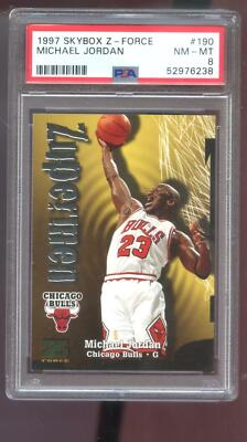 希少 1997 初代ブースターパック 未開封 1997-98 Skybox Z-Force #190 Michael Jordan PSA 8 Graded Card NBA