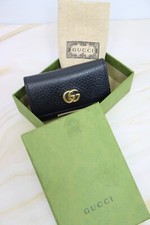 Gucci Marmont Key Case Black Leather 6 Ring Holder Wallet Box Authentic 3.7"