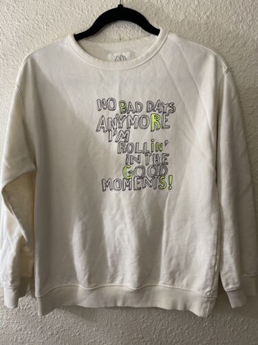 Bluza Zara 13/14 „No Bad Days” polar okrągły dekolt sweter - Zdjęcie 1 z 5