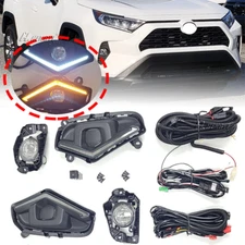 For 2019-2023 Toyota Rav4 LED Fog Lights Driving Kit Dual Color DRL Signal Wires