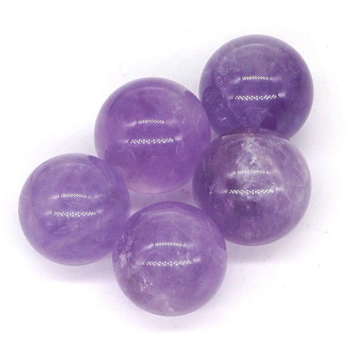 5PC (20MM) Natural Gemstone Amethyst Crystal Reiki Healing Sphere Energy Ball - Picture 2 of 3