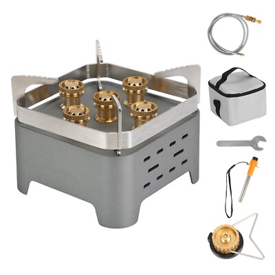 12000W Camping Stove Burner w/ Cassette Adapter Picnic Backpacking Burner +Bag
