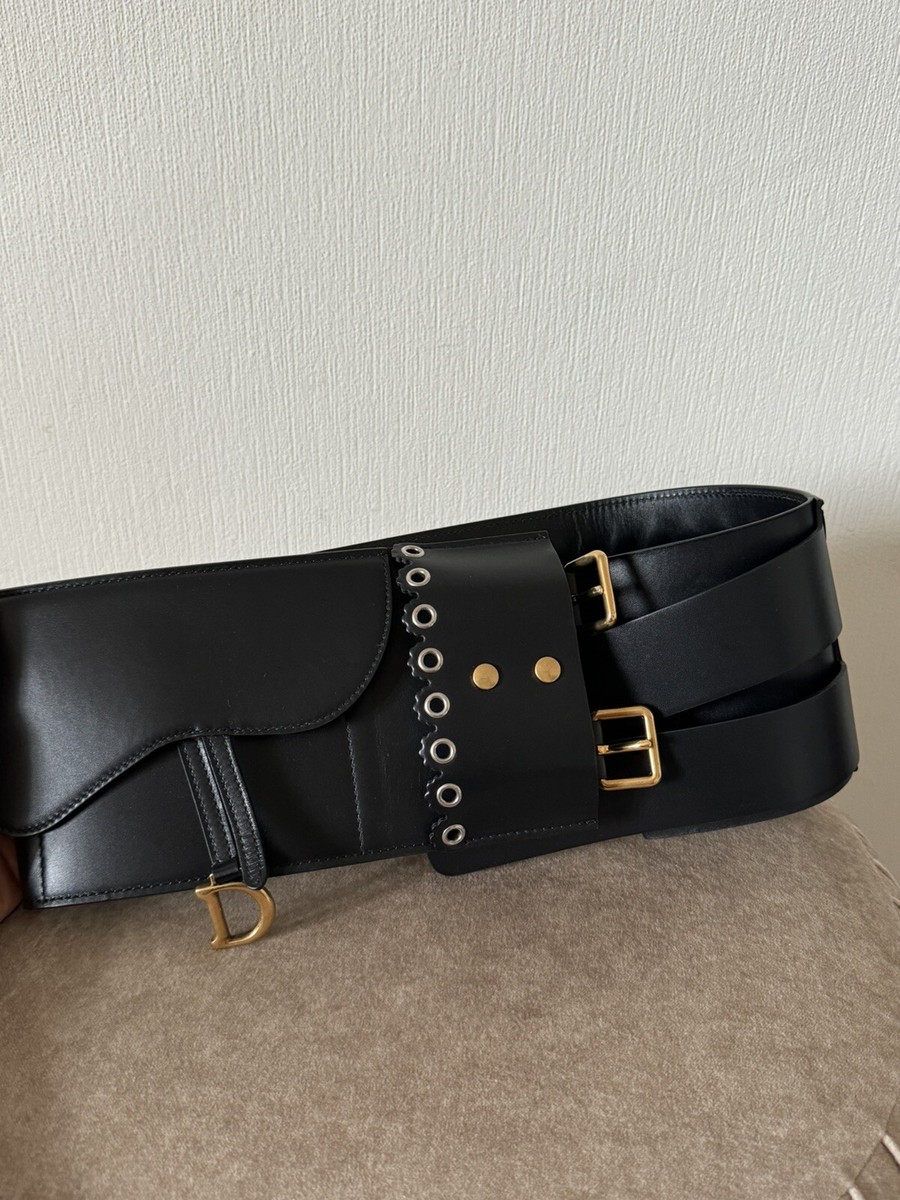 Stunning Authentic Christian Dior Black Leather Saddle Waist Stunning Authentic Christian Dior Black Leather Saddle Waist