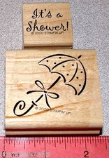 Baby Shower Umbrella Rubber Stamp It's a Shower by Stampin Up Baby Announcements