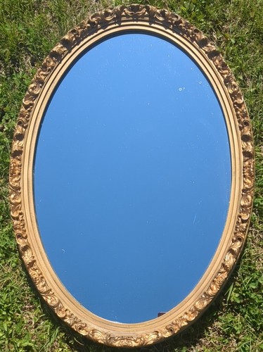 Vintage Reproduction Oval Gold Gilded Mirror Granny Core - Picture 1 of 8