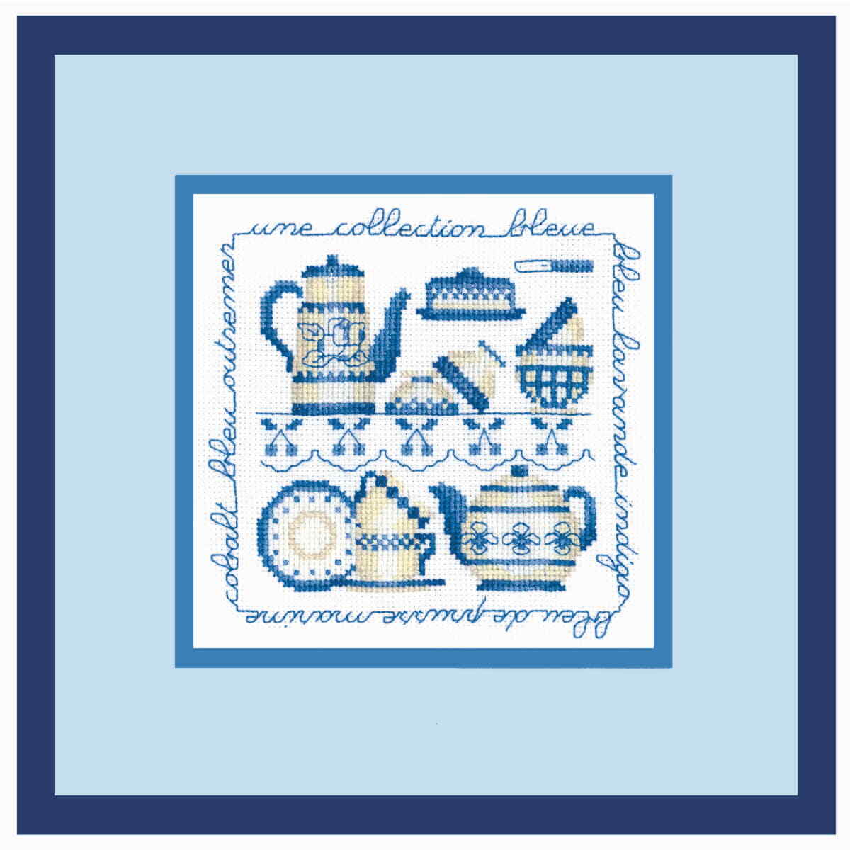 Le Bonheur des Dames counted cross stitch kit ""Blue Collection"", 11.5x11.5cm, DI