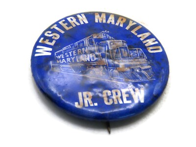 Vintage Western Maryland Railway Pinback Button Jr. Crew Train Locomotive Promo