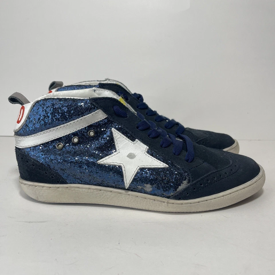 Freebird By Steven Womens Size 10 Blue Sequin High Top Shoes FB516 Star - Imagem 3 de 4