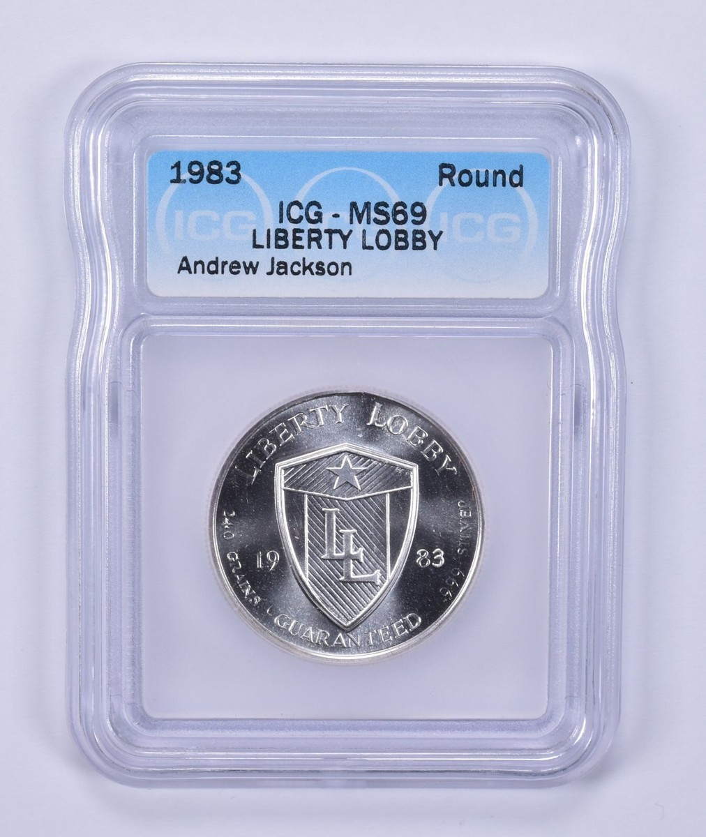 MS69 1983 Liberty Lobby Andrew Jackson Silver Art Round ICG
