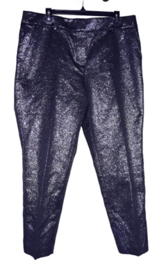 LOFT Women's Dress Pants in Silver Black Metallic Size 14 Pre-Owned