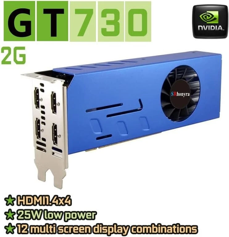 Tarjeta de video GT 730 4HDMI multipantalla 2 GB DDR3 compatible con U3D 25 vatios PCIe 2,0 x16 Foto 3 de 4