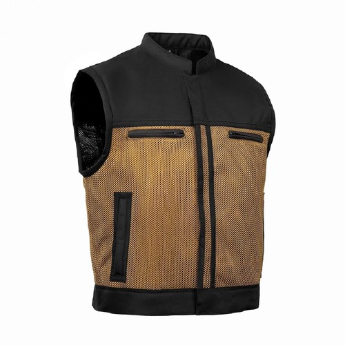 Men Summer Spark Biker Mesh Vest Casual Sleeveless Zipper Concealed Carry Pocket - Picture 7 of 29