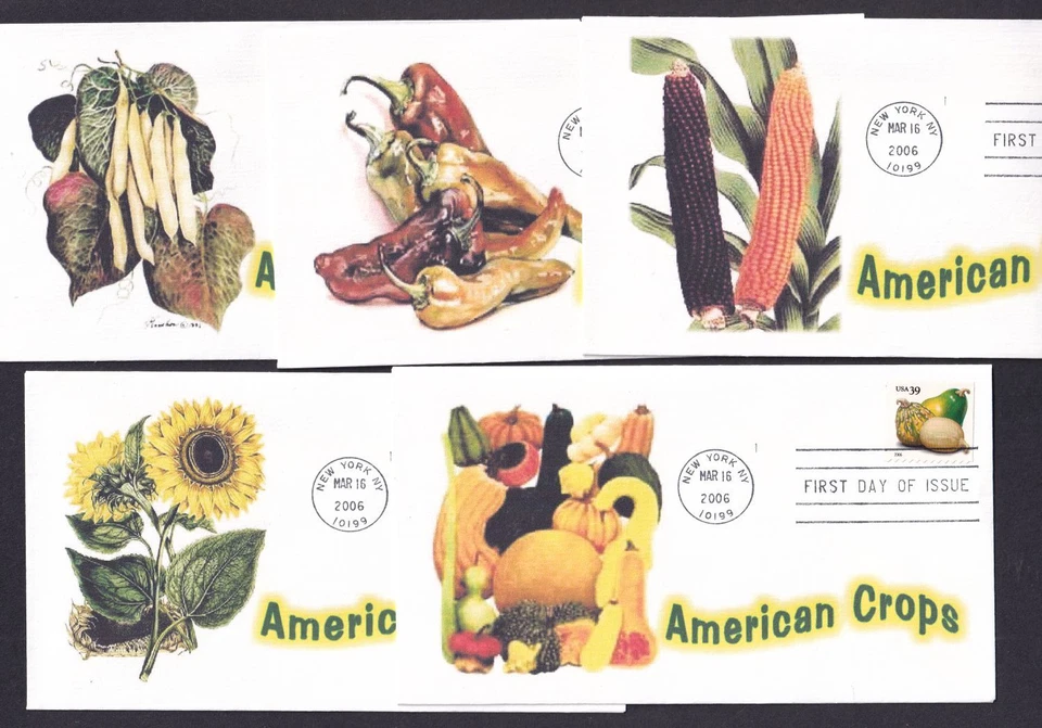 2006 Crops of the Americas Sc 4003-4007 FDC 39c coil set of 5 unknown cachets - Image 2 of 2